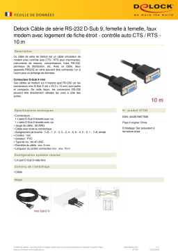 DeLOCK 87783 Serial Cable RS-232 D-Sub 9 female to female null modem Fiche technique