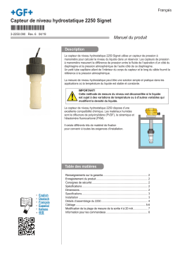 GF Capteur de niveau hydrostatique 2250 Signet Manuel du propriétaire