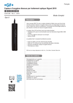 GF Capteur d’oxygène dissous par traitement optique Signet 2610 Manuel du propriétaire