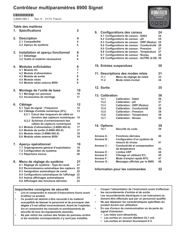 GF Contrôleur multiparamètres 8900 Signet Manuel du propriétaire | Fixfr