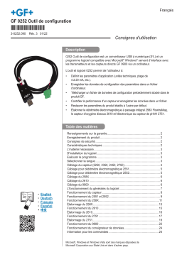 GF 0252 Outil de configuration Manuel du propriétaire