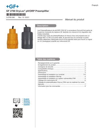 GF Préamplificateurs de pH/ORP 2760 Signet Manuel du propriétaire | Fixfr