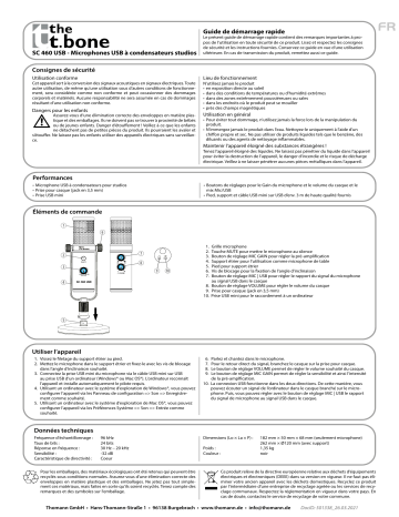 the t.bone SC 460 USB Guide de démarrage rapide | Fixfr