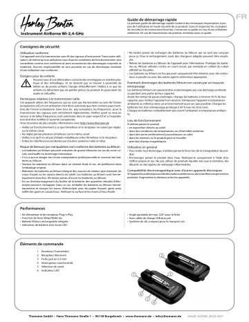 Harley Benton AirBorne 2.4Ghz Instrument Guide de démarrage rapide | Fixfr