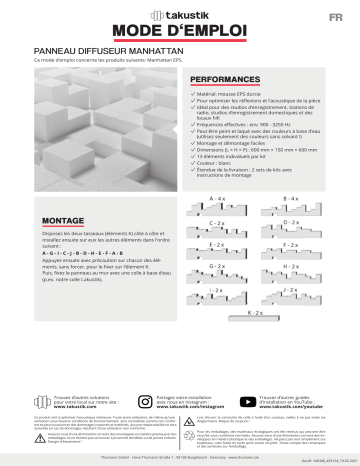 t.akustik Diffusor Manhattan GR eps set Manuel utilisateur | Fixfr