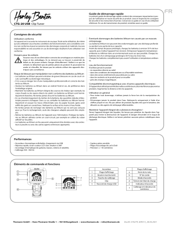 Harley Benton CTG-20 BK USB Clip Tuner Guide de démarrage rapide | Fixfr
