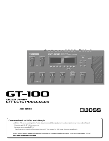 Boss GT-100 Mode d'emploi | Fixfr
