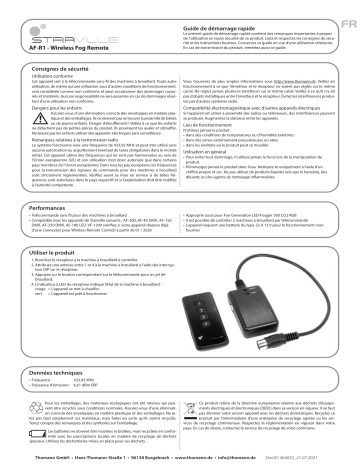 Stairville AF-R1 Wireless Fog Remote Guide de démarrage rapide | Fixfr