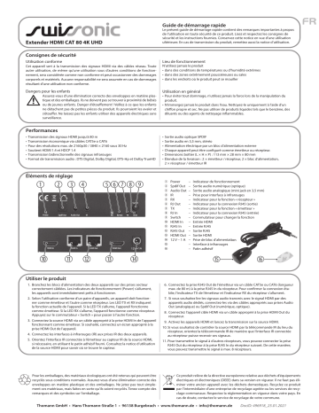 swissonic HDMI CAT Extender 80 4K UHD Guide de démarrage rapide | Fixfr