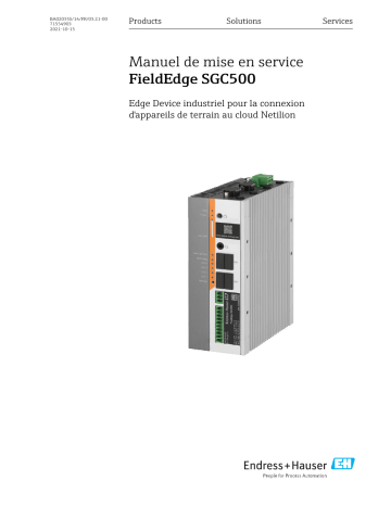 Endres+Hauser FieldEdge SGC500 Mode d'emploi | Fixfr