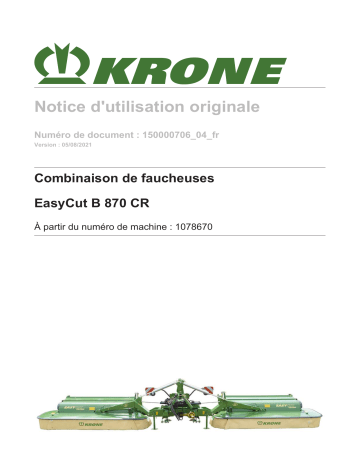 Krone BA EasyCut B 870 CR Mode d'emploi | Fixfr