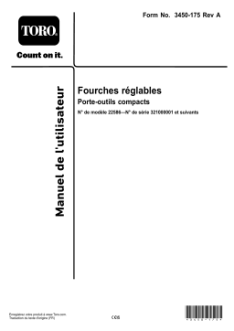 Toro Adjustable Forks, Compact Tool Carriers Compact Utility Loaders, Attachment Manuel utilisateur