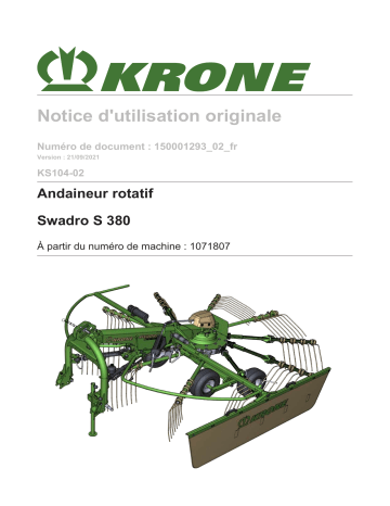 Krone BA Swadro S 380 (KS104-02) Mode d'emploi | Fixfr