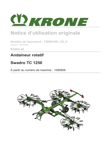 Krone BA Swadro TC 1250 (KS403-40) Mode d'emploi | Fixfr