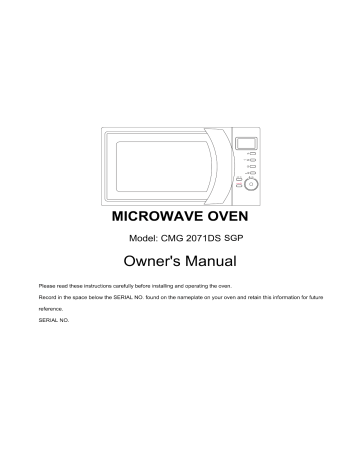 Candy CMG2071DS SGP Microwave Manuel utilisateur | Fixfr
