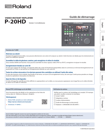 Roland P-20HD 视频即时回放系统 Mode d'emploi | Fixfr