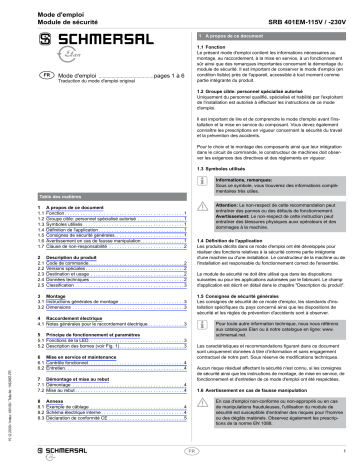 SRB401EM-230V | schmersal SRB401EM115V Output expander Mode d'emploi | Fixfr