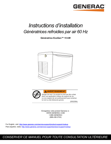 Generac 15kW G0071630 Standby Generator Manuel utilisateur | Fixfr