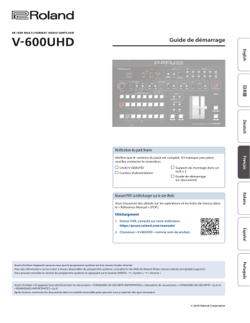 Roland V-600UHD 4K HDR多格式视频切换台 Mode d'emploi | Fixfr