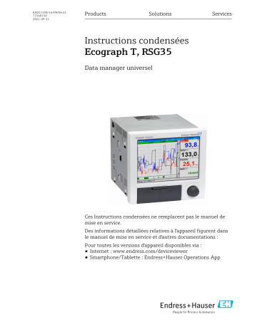 Endres+Hauser Ecograph T, RSG35 Manuel utilisateur | Fixfr