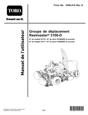 Toro Reelmaster 3100-D Traction Unit With Sidewinder Riding Product Manuel utilisateur | Fixfr