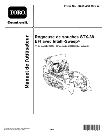 Toro STX-38 EFI Stump Grinder Tree Care Product Manuel utilisateur | Fixfr