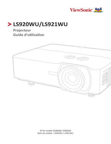 LS921WU | ViewSonic LS920WU Projector Mode d'emploi | Fixfr