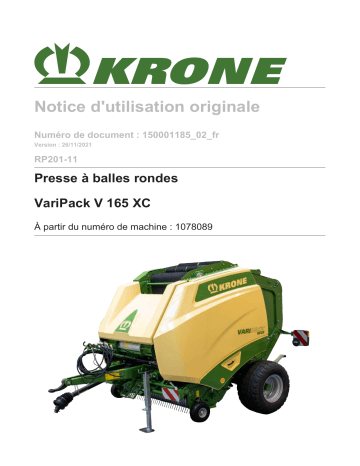 Krone BA VariPack V 165 XC (RP201-11) Mode d'emploi | Fixfr