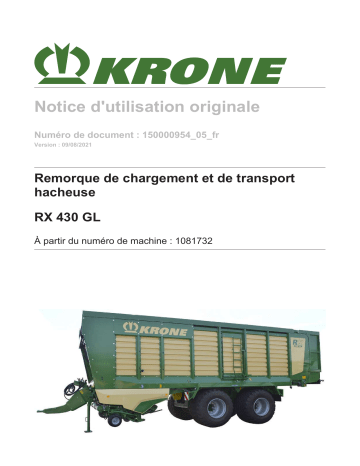 Krone BA RX 430 GL Mode d'emploi | Fixfr