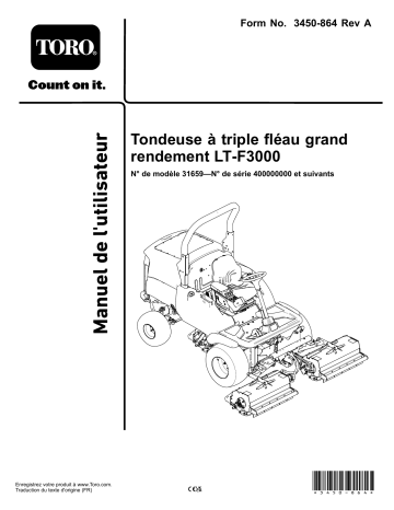 Toro LT-F3000 Triple Flail Mower Riding Product Manuel utilisateur | Fixfr