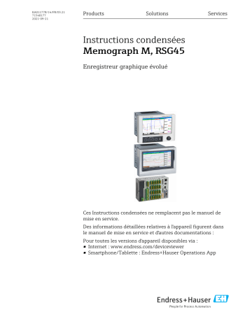 Endres+Hauser Memograph M, RSG45 Manuel utilisateur | Fixfr