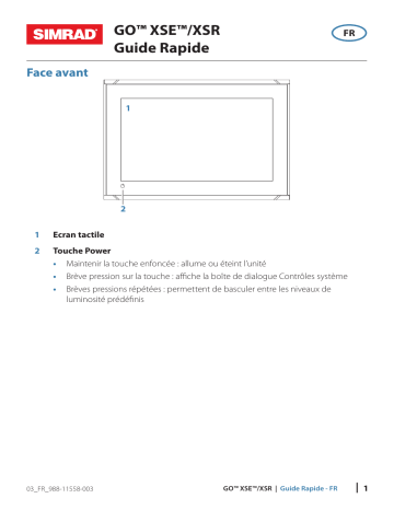 Simrad GO XSE Guide de démarrage rapide | Fixfr