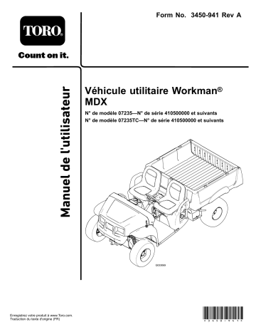 Toro Workman MDX Utility Vehicle Manuel utilisateur | Fixfr
