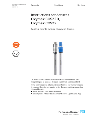 Endres+Hauser Oxymax COS22D, Oxymax COS22 Manuel utilisateur | Fixfr