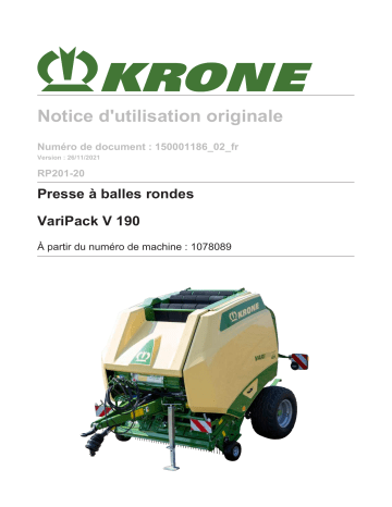 Krone BA VariPack V 190 (RP201-20) Mode d'emploi | Fixfr