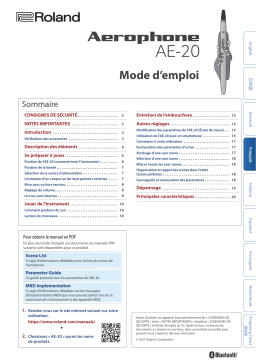 Roland Aerophone AE-20 Dijital Nefesli Enstrüman Manuel du propriétaire