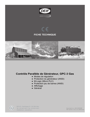 Deif GPC-3 Generator paralleling controller Fiche technique | Fixfr
