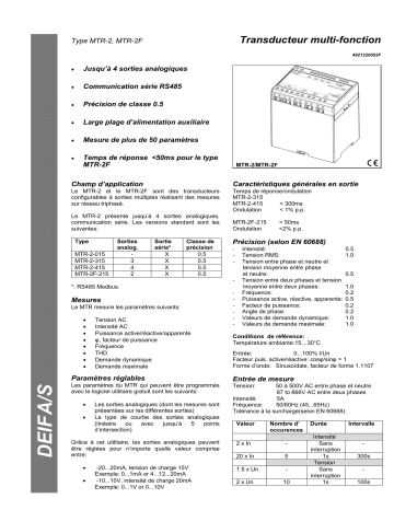 Deif MTR-2 Multi Transducer Fiche technique | Fixfr