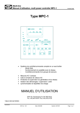 Deif MPC-1 Multi power controller Manuel utilisateur