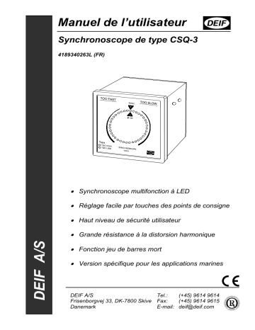 Deif CSQ-3 Check synchronising relay Manuel utilisateur | Fixfr