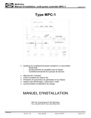 Deif MPC-1 Multi power controller Guide d'installation | Fixfr