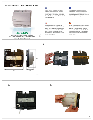 Regin RCP100 Room controller Mode d'emploi | Fixfr