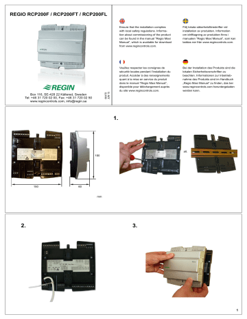 Regin RCP200F Room controller Mode d'emploi | Fixfr