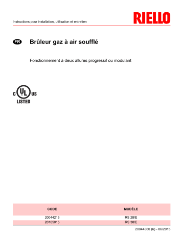 RL 38/E | Riello RS 38/E Installation manuel | Fixfr