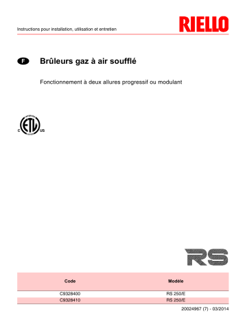 Riello RS 250/E Installation manuel | Fixfr