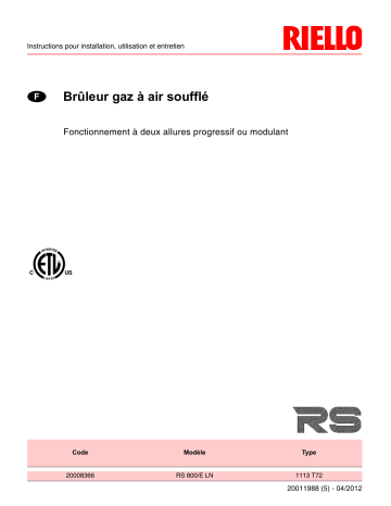 Riello RS 800/E Installation manuel | Fixfr