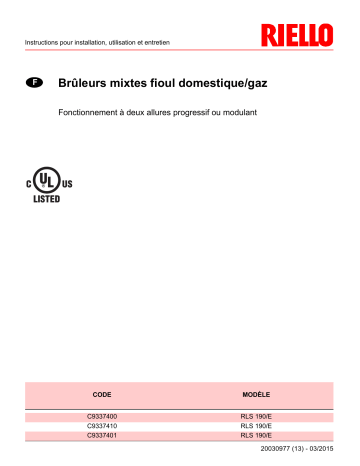Riello RLS 190/E Installation manuel | Fixfr