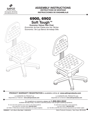 Safco 6900 Soft Tough™ Economy Task Chair Manuel utilisateur | Fixfr