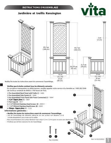 Vita CLASSIC Kensington Planter Box & Trellis Mode d'emploi | Fixfr