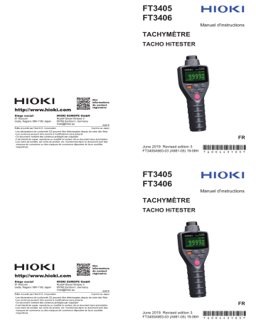 Hioki TACHO HiTESTER FT3405,FT3406 Manuel utilisateur | Fixfr